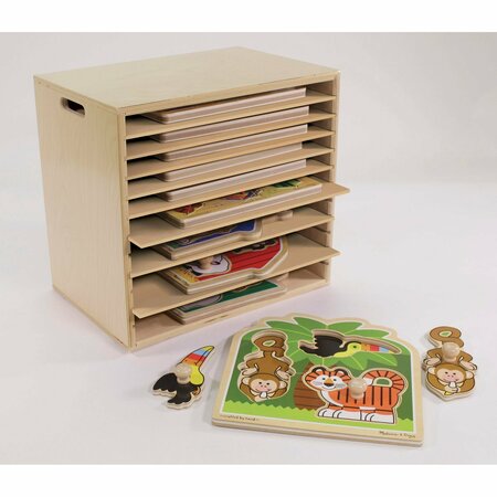 Childcraft Large Wooden Puzzle Storage Rack, 18 x 11-3/4 x 16-1/4'', 12 Shelves 249534